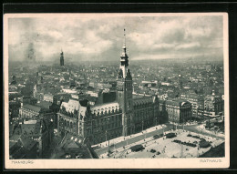 AK Hamburg, Ortspartie Am Rathaus Aus Der Vogelschau  - Mitte