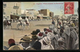 CPA Algérie, Fêtes Arabes, La Fantasia  - Alger