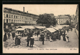 CPA Elbeuf, Le Marché, Place Saint-Louis  - Elbeuf