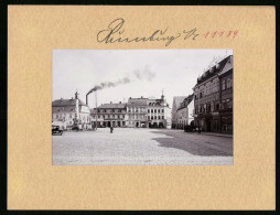 Fotografie Brück & Sohn Meissen, Ansicht Rumburg I. B., Marktplatz Mit Hotel Ross, Hotel Hirsch, Gasthaus Post  - Lieux