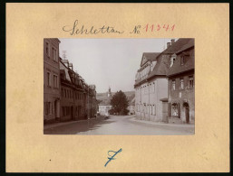 Fotografie Brück & Sohn Meissen, Ansicht Schlettau I. Erzg., Strassenpartie Mit Blick Nach Dem Markt  - Places
