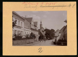 Fotografie Brück & Sohn Meissen, Ansicht Pulsnitz I. Sa, Strassenpartie Am Restaurant Schumann, Bäckerei Liebscher  - Places