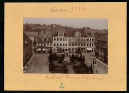 Fotografie Brück & Sohn Meissen, Ansicht Döbeln, Markt Mit Bismarckdenkmal, Restaurant Centralhalle, Tischler Kayser  - Orte