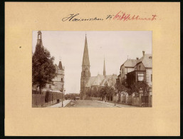 Fotografie Brück & Sohn Meissen, Ansicht Hainichen, Wettinstrasse Mit Blick Zur Kirche  - Orte