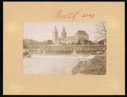 Fotografie Brück & Sohn Meissen, Ansicht Rochlitz, Muldenpartie Mit Eisenbahnbrücke Und Blick Zum Schloss  - Orte