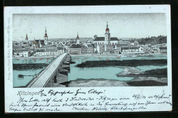 Goldfenster-AK Kitzingen, Kirche Mit Goldenen Fenstern Und Flusspartie  - Sonstige & Ohne Zuordnung