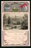 Passepartout-Lithographie Bad Staffelstein, Schloss Banz Mit Wappen  - Otros & Sin Clasificación