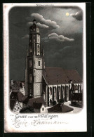 Mondschein-AK Nördlingen, St. Georgskirche In Der Gesamtansicht  - Nördlingen