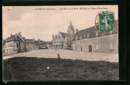 CPA Guibray, La Place De La Reine Mathilde Et L`Église Notre-Dame  - Andere & Zonder Classificatie