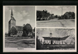 AK Redekin, Schloss, Kirche, Strassenansicht  - Altri & Non Classificati