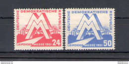 1951 DDR, Fiera Di Lipsia, 2 Valori, Yvert N. 34-35, MNH** - Otros & Sin Clasificación