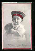 AK Majestäts Jüngster Rekrut!, Kleinkind Mit Krätzchen, Kinder Kriegspropaganda  - Guerre 1914-18