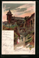 Lithographie Wien-Nussdorf, Zugang Zum Gasthof Bockkeller Und K. K. Hofbräuhaus  - Other & Unclassified