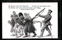 AK Deutscher Soldat Führt Seine Feinde An Der Leine  - Guerre 1914-18