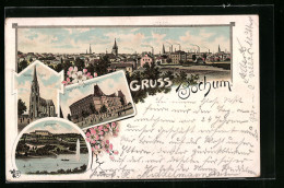 Lithographie Bochum, Stadtpark Und Christus-Kirche  - Bochum