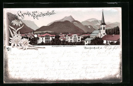 Vorläufer-Lithographie Bad Reichenhall, 1895, Der Ort Vom Gradirhaus Aus Gesehen  - Bad Reichenhall