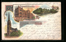 Lithographie Bochum, Hauptportal Des Bochumer Vereins Für Bergbau Und Gussstahlfabrikation, Stadtpark Und Christuskir  - Bochum