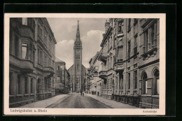 AK Ludwigshafen A. Rh., Amtsstrasse Mit Blick Zur Kirche  - Ludwigshafen