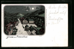 Lithographie Petersthal In Baden, Ortsansicht Aus Der Vogelschau  - Baden-Baden