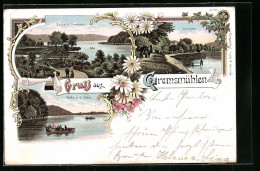 Lithographie Gremsmühlen, Partie A. Diecksee, Partie A. D. Holm  - Other & Unclassified