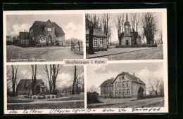 AK Grossenaspe I. Holstein, Gemischtwaren V. Nic. Matzen, Kirche  - Altri & Non Classificati