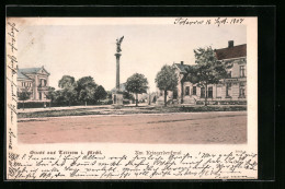 AK Teterow I. Meckl., Gasthaus Bismarck Und Kriegerdenkmal  - Teterow