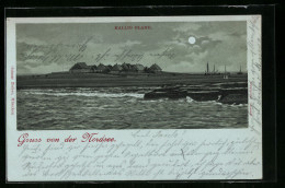 Mondschein-Lithographie Hallig Oland /Nordsee, Teilansicht  - Sonstige & Ohne Zuordnung