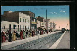 CPA Suez, The Train Arriving From Port-Tewfik, La Gare  - Autres & Non Classés