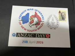 14-5-2024 (5 Z 7) Australia Cover - French War Veteran Of New South Wales (25th April 20224) ANZAC Day - Militaria
