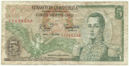 Colombia - 5 Pesos Oro - 1979.04.01 - Pick 406.f - José Maria Córdoba - Colombia