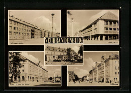 AK Neubrandenburg, Bahnhof, Hotel Zu Den Vier Toren, HO-Kaufhaus, Clara-Zetkin-Strasse  - Neubrandenburg