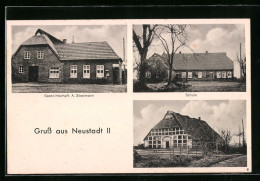 AK Neustadt I. Oldbg., Gasthaus A. Stratmann, Schule, Gutshof  - Andere & Zonder Classificatie