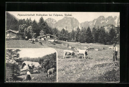 AK Telfes /Stubai, Alpengasthaus Frohneben, Ortspartie Mit Weidenden Kühen  - Other & Unclassified