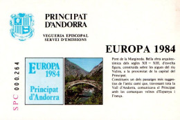 ANDORRE ESPAGNOL GRAVURE EUROPA 1984 - Lettres & Documents