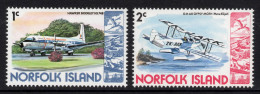 NORFOLK ISLAND 1980 " 1c HAWKER SIDDELEY HS.748 AND 2c De HAVILLAND DH.60G,GIPSY MOTH STAMPS  MNH - Norfolk Eiland