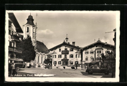 AK St. Johann, Strassenpartie Mit Hotel-Bären Und Kirche  - Andere & Zonder Classificatie