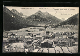 AK Fulpmes, Teilansicht Mit Kirche Gegen Die Gletscher: Pinneser-Joch, Habicht Und Zuckerhütl  - Other & Unclassified