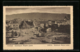 AK Sofia, Bulevard Marie Luise Mit Strassenbahn  - Tramways