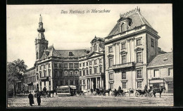 AK Warschau, Rathaus Und Strassenbahn  - Strassenbahnen