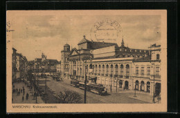 AK Warschau, Krakauervorstadt, Strassenpartie Mit Strassenbahn  - Tramways