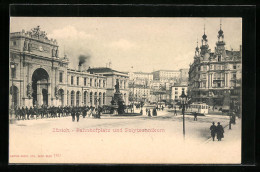 AK Zürich, Bahnhofsplatz Und Polytechnikum, Strassenbahn  - Tranvía