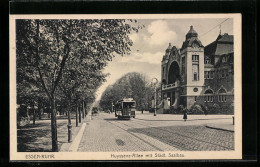 AK Essen-Ruhr, Huyssens-Allee Mit Städt. Saalbau Und Strassenbahn  - Tramways