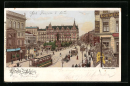 Lithographie Berlin, Strassenbahnen Auf Dem Alexanderplatz  - Strassenbahnen