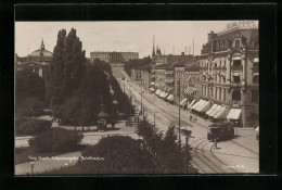 AK Kristiania, Fra Karl Johansgade, Strassenbahn  - Tranvía