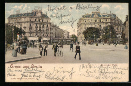 AK Berlin, Passanten Auf Dem Potsdamer Platz Und Strassenbahn  - Strassenbahnen