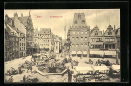 AK Trier, Hauptmarkt Mit Springbrunnen Und Strassenbahn  - Tramways