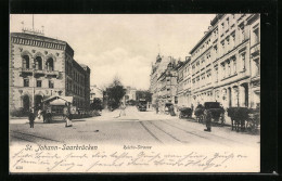 AK St. Johann-Saarbrücken, Reichs-Strasse Mit Strassenbahn  - Tram