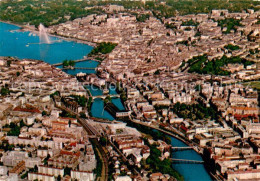 13635157 Geneve GE Vue Aerienne Du Jet D’Eau Et Des Ponts Sur Le Rhone Geneve GE - Autres & Non Classés