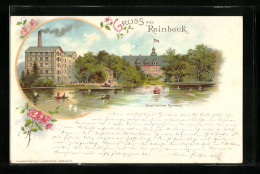 Lithographie Reinbeck, Hotel Schloss Reinbeck Mit Ruderbooten  - Other & Unclassified