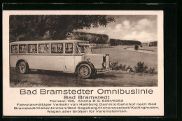 Künstler-AK Bad Bramstedt, Omnimusline Von Hamburg Dammtorbahnhof Nach Bad Bramstedt..., Ortspartie Mit Omnibus  - Autobús & Autocar